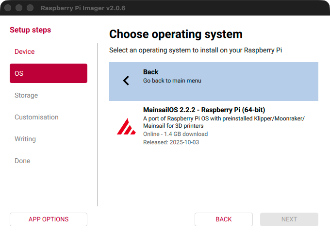 Raspberry Pi Imager - Choose the OS version