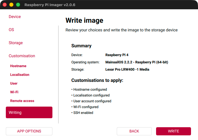 Raspberry Pi Imager - Writing
