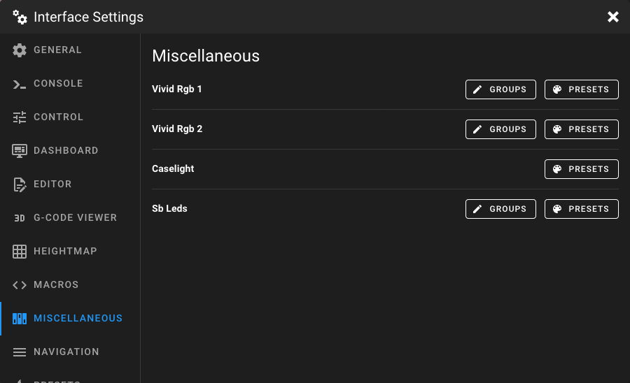 Miscellaneous Settings
