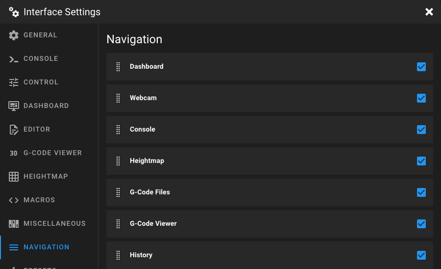 Navigation Settings