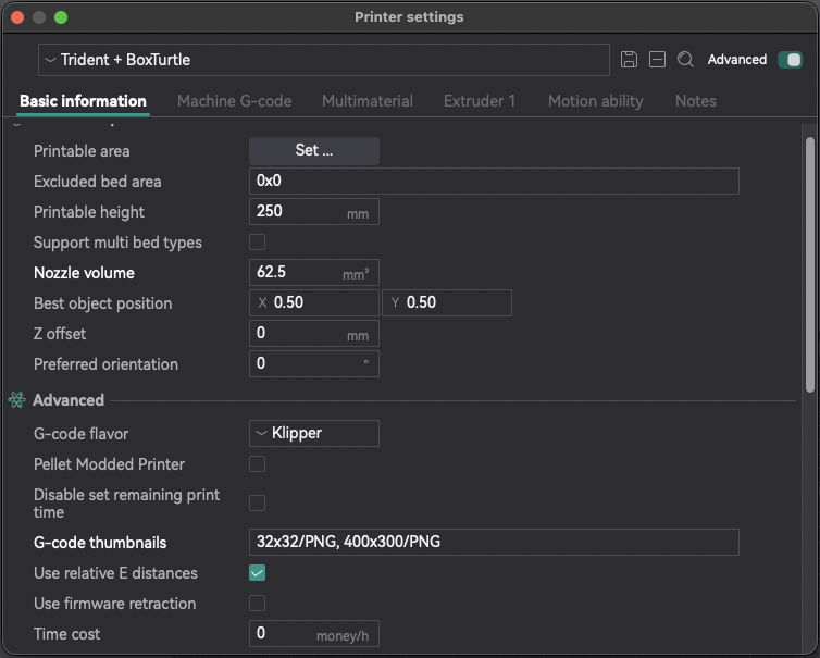 OrcaSlicer - Printer Settings